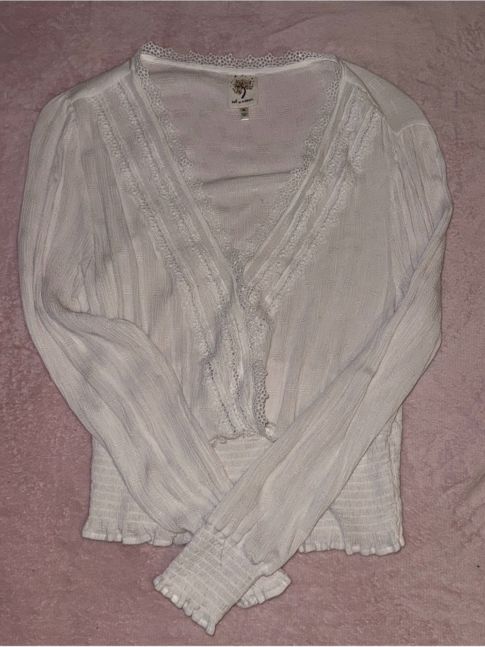 🤍Vintage Self Esteem White Lace Trim Wrap Top Y2K🤍